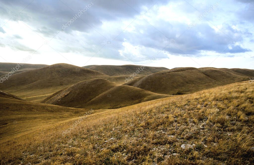 Steppe hills in the fall, Ural mountains