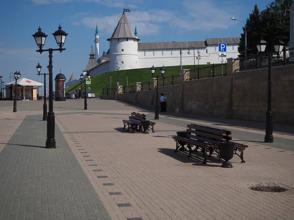 Vista Del Kremlin Kazán Desde Lado Calle Bauman Por Mañana — Foto de Stock