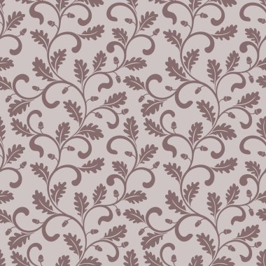 Seamless modeli. Bükülmüş dalları Meşe yaprağı ile. Vintage tarzı. Kaydırma kumaş, duvar kağıdı, baskı için kullanılabilir