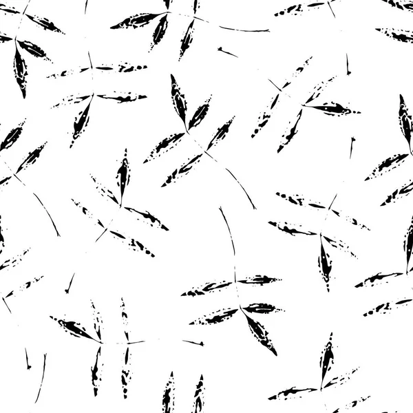 Безшовний візерунок з фарбою відбитки листя ізольовані на білому тлі — стоковий вектор