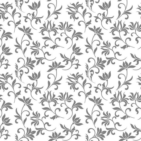 Κομψό χωρίς ραφή πρότυπο με floral tracery σε λευκό φόντο για τις διακοσμήσεις της ταπετσαρίας, κλωστοϋφαντουργίας — Διανυσματικό Αρχείο