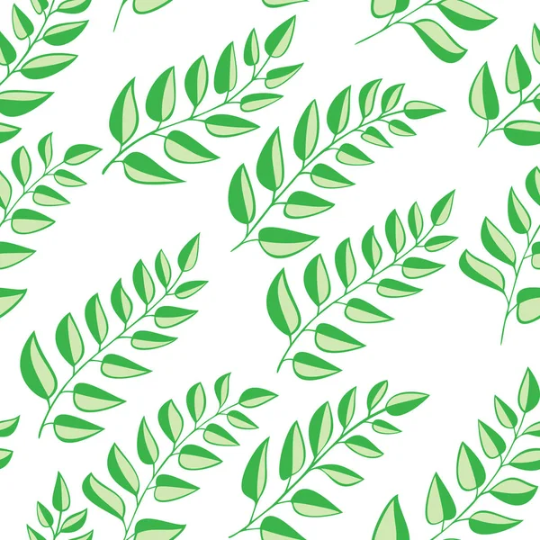 Modello senza cuciture con foglie su sfondo bianco — Vettoriale Stock