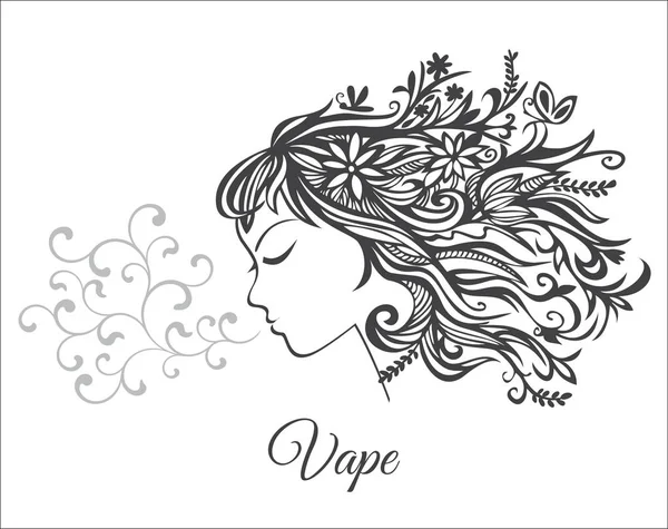 A young beautiful girl who exhales the curls of a couple — Stock Vector