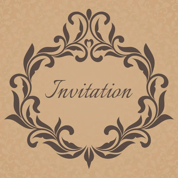 Modèle d'invitation vintage. Cadre décoré avec des feuilles décoratives . — Image vectorielle