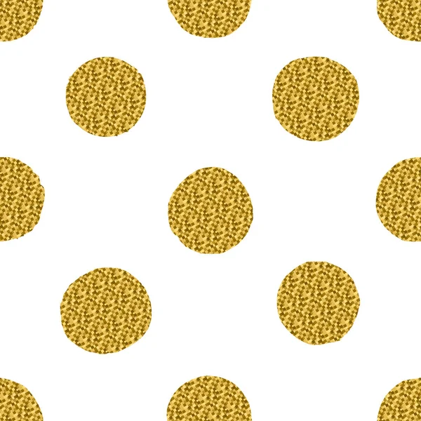 흰색 배경에 고립 된 황금 반짝이 서클과 원활한 패턴. — 스톡 벡터