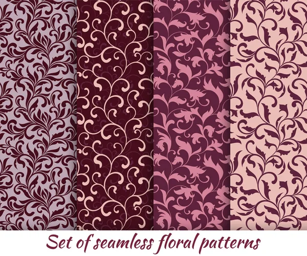 Set of floral seamless patterns in vintage style. It can be used to create wallpaper, textile, background — Stock Vector