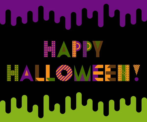 HAPPY HALLOWEEN. Trendy geometric font in memphis style of 80s-90s. Inscription on  a black background. — Stock Vector