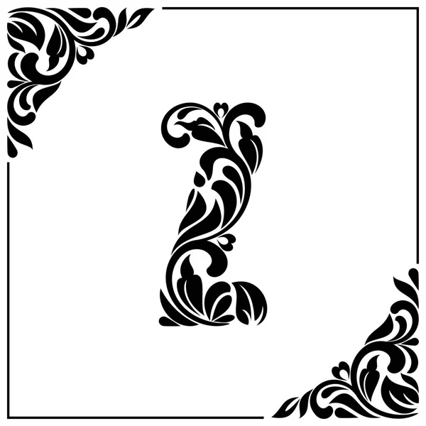 花の要素とまんじ手紙 Z. 装飾的なフォント。V — ストックベクタ