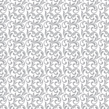 Seamless modeli. Gri swirls ve beyaz bir arka plan üzerinde izole yeşillik. Tekstil baskı ve duvar kağıtları için idealdir.