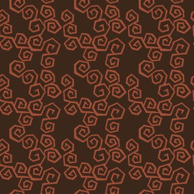 Seamless modeli. Grungy el çekilmiş girdap daire ve kahverengi bir arka plan üzerinde spiraller