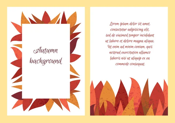 Double Sided Flyer Design Rectangular Frame Autumn Leaves Texture Suitable — Stock Vector
