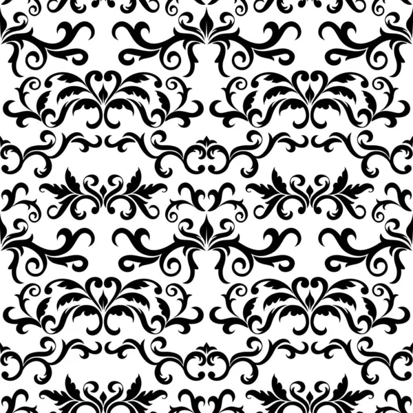 Nahtloses Muster Mit Aufwendigem Damastornament Auf Weißem Hintergrund Gestaltung Von — Stockvektor