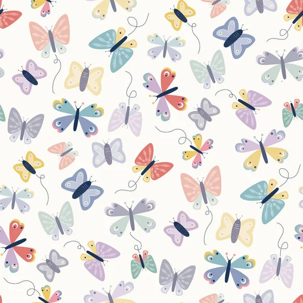 飛び散った蝶のシームレスな繰り返しベクトルパターン. — ストックベクタ
