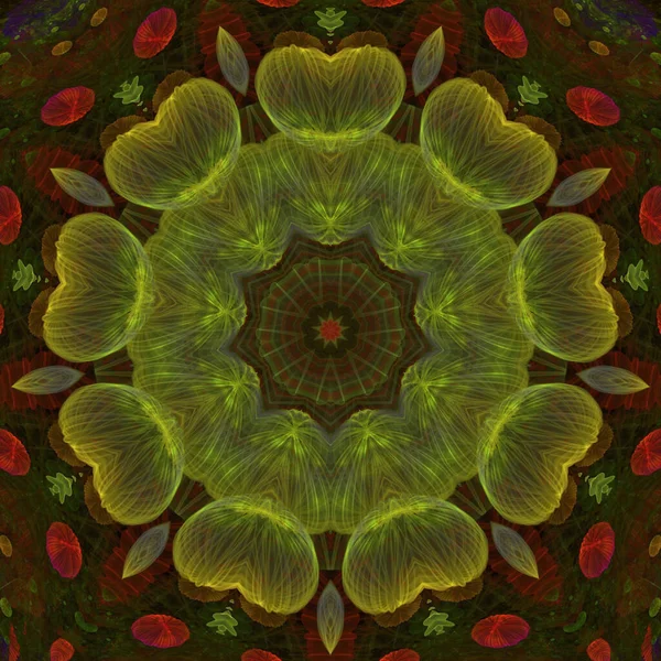 Kaleidoszkóp Absztraktart Gyönyörű Fantasy Fraktál Grafika Illusztráció — Stock Fotó