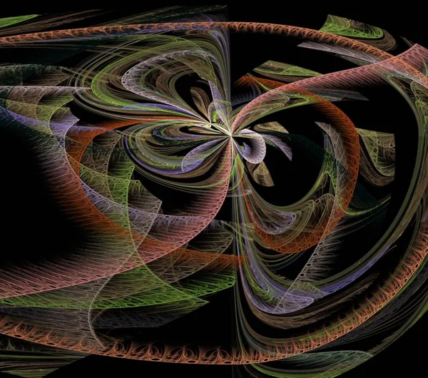 Çizimler Psikedelik Fraktal Fraktal Geometrik Renkli Süs — Stok fotoğraf
