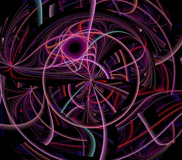 Ilustracje Psychodeliczne Fraktalne Futurystyczne Geometryczne Kolorowe Ozdoby — Zdjęcie stockowe