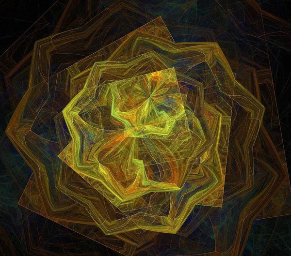 Ilustrasi Psikedelik Fraktal Futuristik Ornamen Geometris Berwarna Warni — Stok Foto