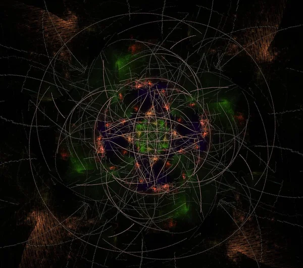 Εικονογραφήσεις Ψυχεδελικό Φράκταλ Φουτουριστικό Γεωμετρικό Πολύχρωμο Στολίδι — Φωτογραφία Αρχείου