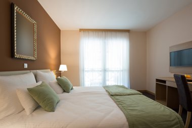 Modern güzel Çift Kişilik Yatak otel yatak odası iç