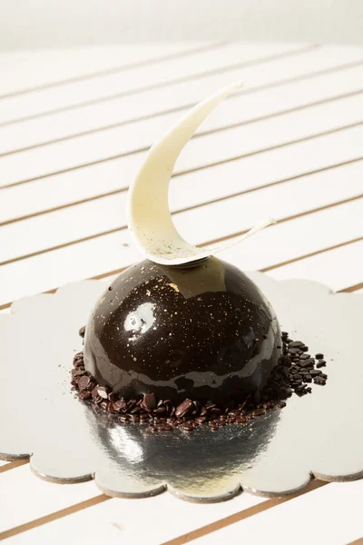 Mörk choklad och kaffe grädde dessert — Stockfoto