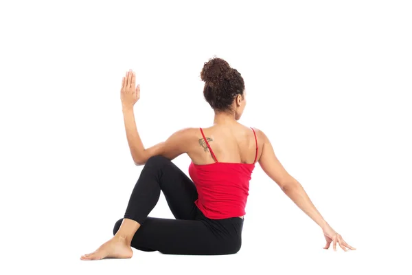 Belle femme faisant du yoga, isolée sur blanc — Photo