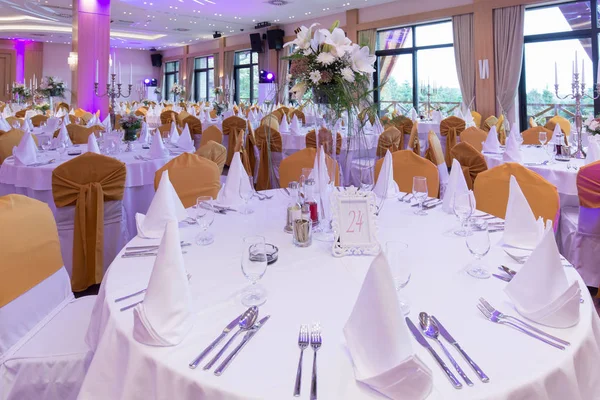 Wedding hall or other function facility set for fine dining