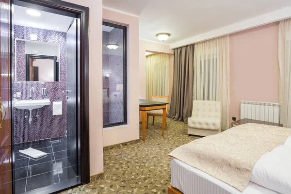 호텔의 인테리어 침실 — 스톡 사진