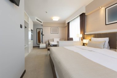 Yeni bir otel yatak odası iç