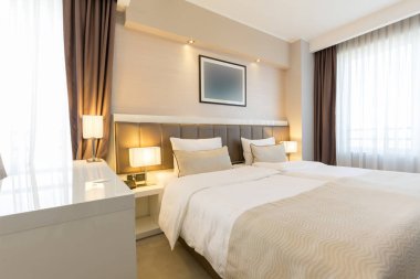 Yeni bir otel yatak odası iç 