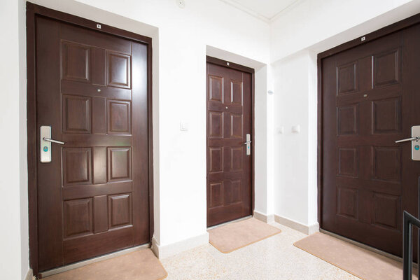 Apartment corridor with doors