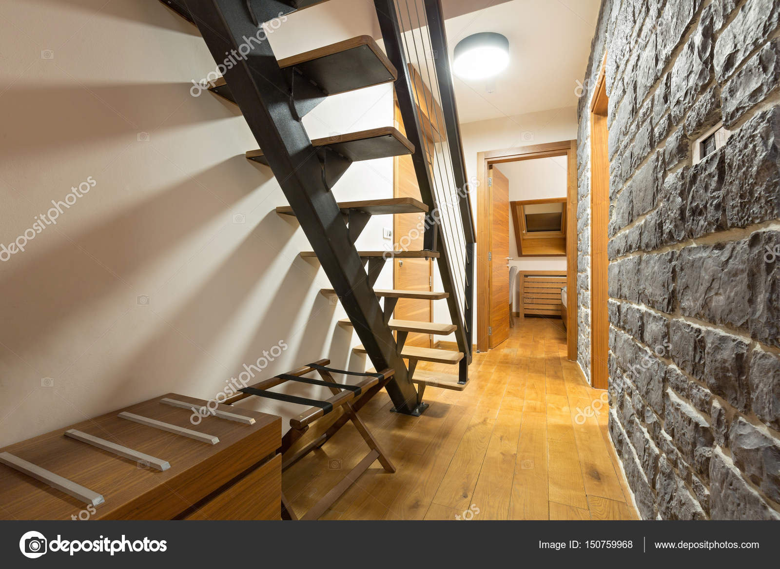 Hotel Interior Corridor With Stairs Stock Photo C Rilueda