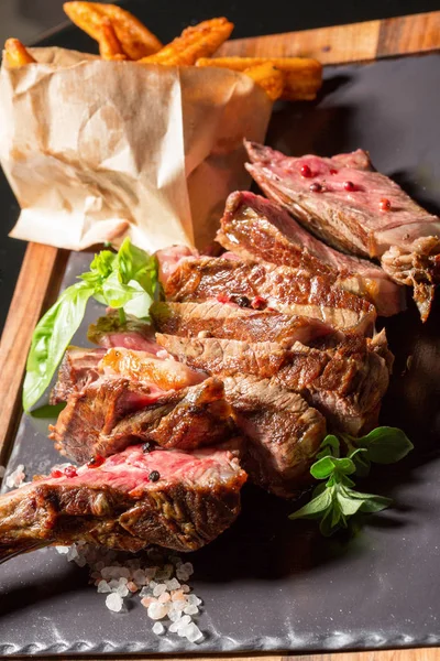 Meat chops served in hotel restaurant — Stock Photo, Image