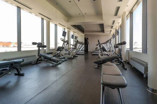Interior of a gym with equipment — Stock Photo, Image
