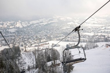 Mountain ski resort teleferik, teleferik, kış