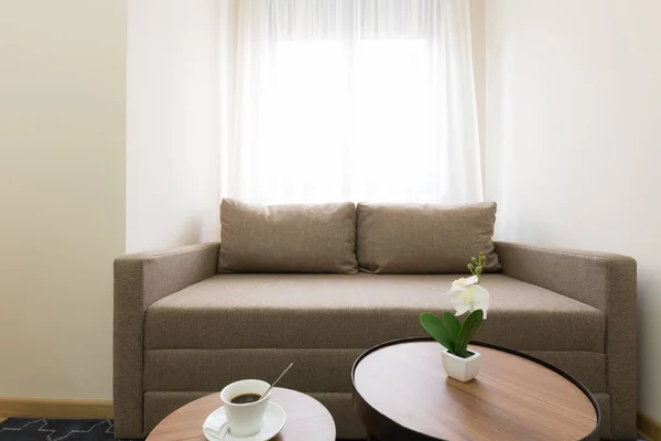 Interiér hotelu bytu, obývací pokoj — Stock fotografie