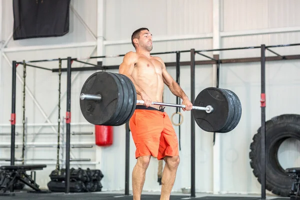 Man Weightlifting Barbell Gym — Stock Photo, Image