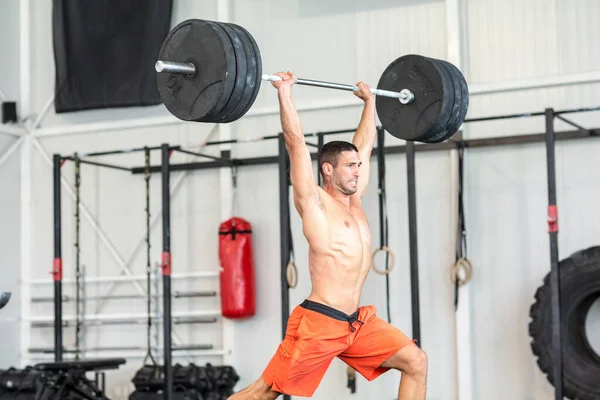 Man Weightlifting Barbell Gym — Stock Photo, Image