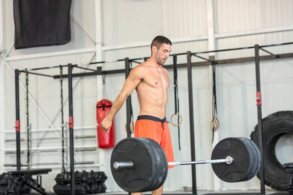 Man Weightlifting Barbell Gym — Stock Photo, Image