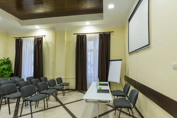 Interior of a small conference room in a hotel