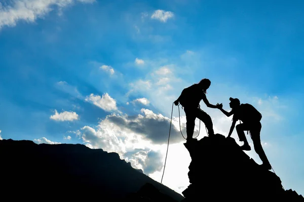 Ajuda no rochoso & ajuda do alpinista — Fotografia de Stock