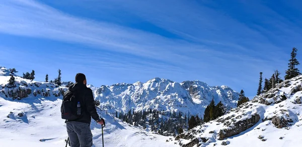 lonely man on a winter summit