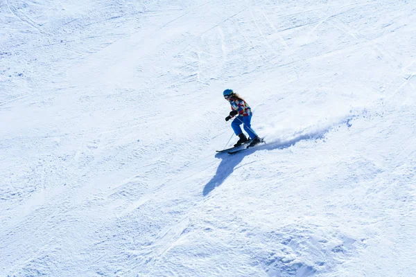 Crazy Lady Doen Snowboarden — Stockfoto