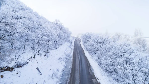 Frost Matte White Snow Roads Landscapes — Stock Photo, Image
