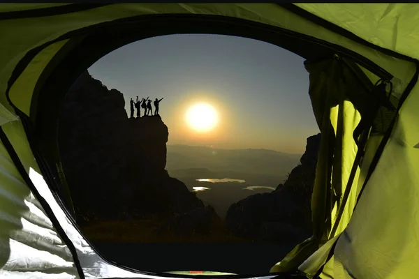 Sonrası Kamp Zirve Tırmanışı Gündoğumu — Stok fotoğraf