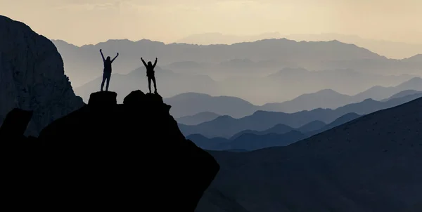 Summit Úspěšných Horolezkyň — Stock fotografie