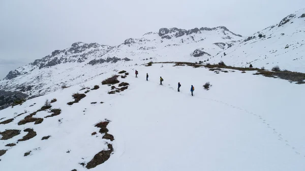 Alpinismo Impegnativo Alpinisti Che Vanno Vetta — Foto Stock