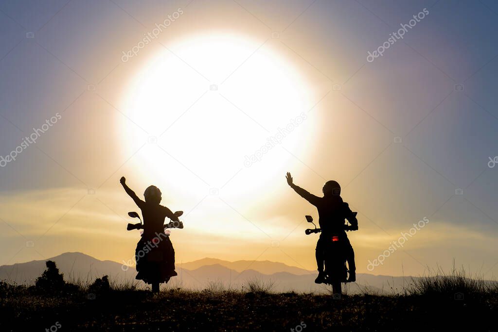 Spectacular sunrise and motorcycle ride