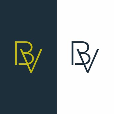 İlk harf BV Harf Basit Logo Tasarımı Şablonu.