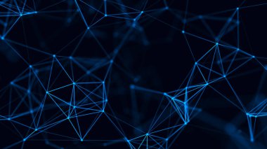 Büyük veri arkaplanı. Açık mavi ağ. Ağ bağlantısı noktaları ve çizgileri. Teknoloji geçmişi. 3d oluşturma.