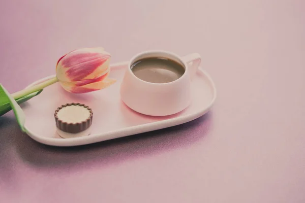 Pequeno Café Uma Tulipa — Fotografia de Stock